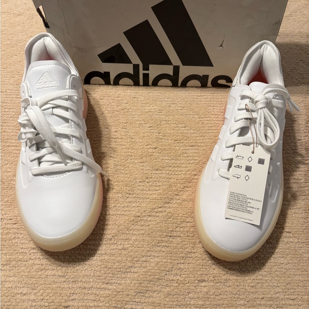 Adidas White and Cream Tennis Shoes